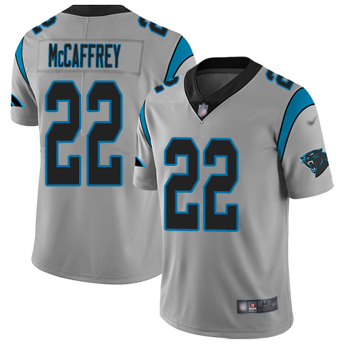 Carolina Panthers Limited Silver Youth Christian McCaffrey Jersey NFL Football 22 Inverted Legend